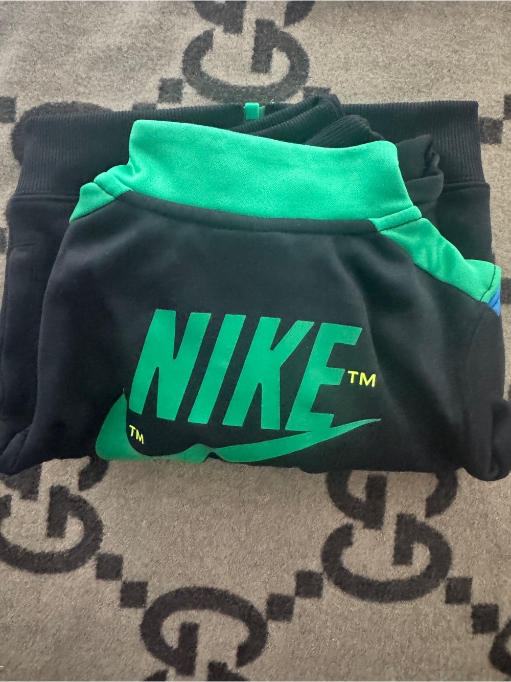 Nike Black Sweatpants with Bright Green Logo & Waistband
